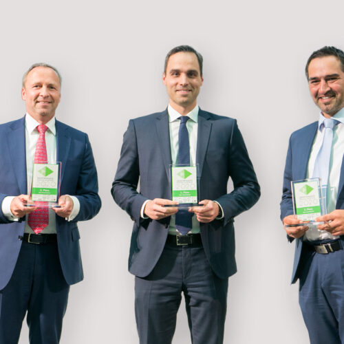 : Gewinner Jury-Gesamtpreis v.l.n.r. Frank Weingarts (onemarkets by Hypovereinsbank), Philipp Arnold (Raiffeisen Centrobank, Uwe Kolar (Erste Group)